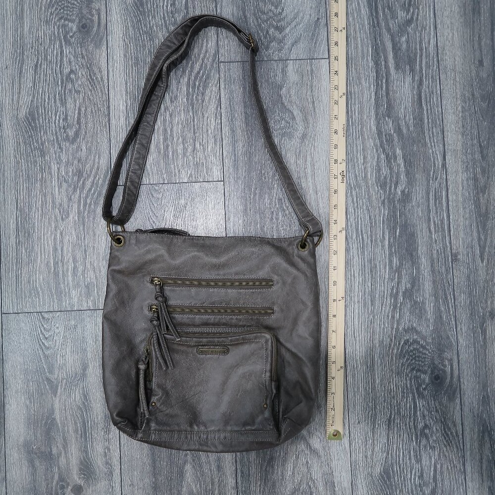 Stone & Co Purse Womens Crossbody Shoulder Strap Adjustable Gray Bucket Bag - Picture 7 of 12